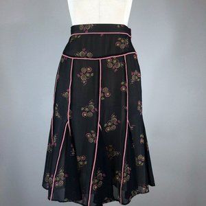NWT Marc Jacobs Silk Black Pink Floral Skirt 4 Womens